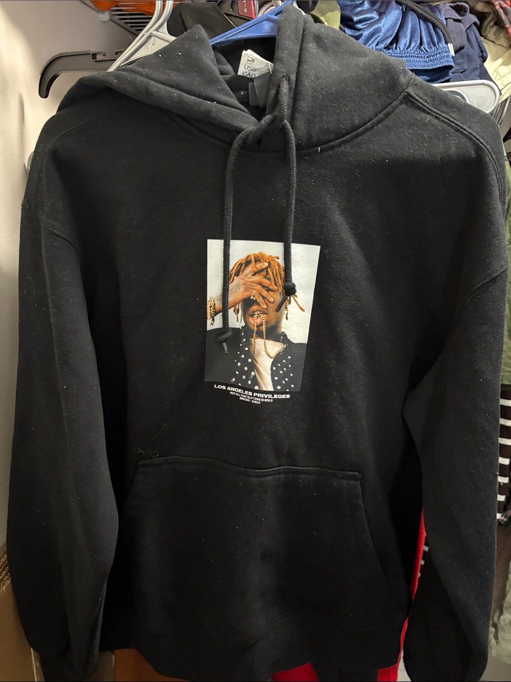 H&M Black V-Neck Sweater with Graphic Patch